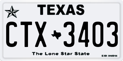 TX license plate CTX3403