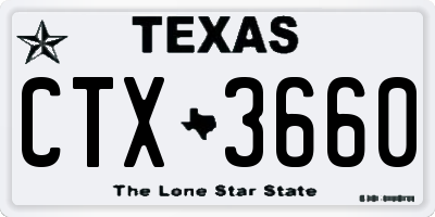TX license plate CTX3660