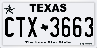 TX license plate CTX3663