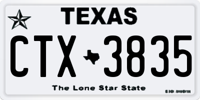 TX license plate CTX3835