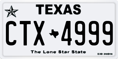 TX license plate CTX4999