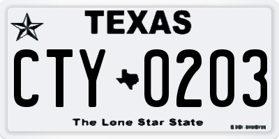 TX license plate CTY0203