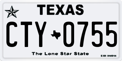 TX license plate CTY0755