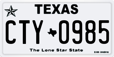 TX license plate CTY0985