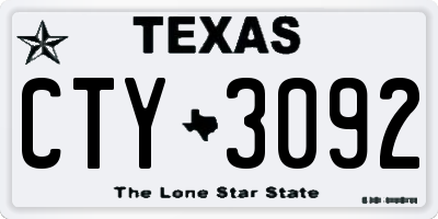 TX license plate CTY3092
