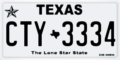 TX license plate CTY3334