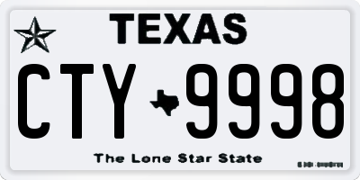TX license plate CTY9998