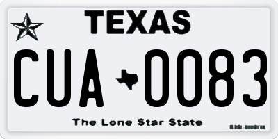 TX license plate CUA0083