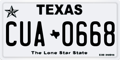 TX license plate CUA0668