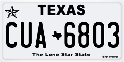 TX license plate CUA6803