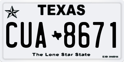 TX license plate CUA8671