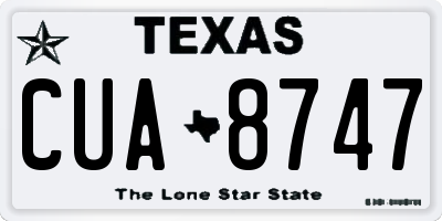 TX license plate CUA8747