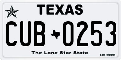 TX license plate CUB0253