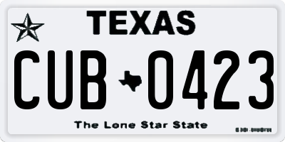 TX license plate CUB0423