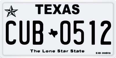 TX license plate CUB0512