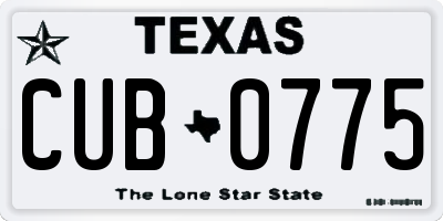TX license plate CUB0775