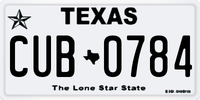 TX license plate CUB0784