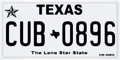 TX license plate CUB0896