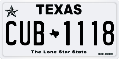 TX license plate CUB1118