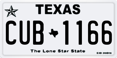 TX license plate CUB1166