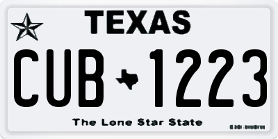 TX license plate CUB1223