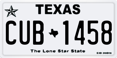 TX license plate CUB1458