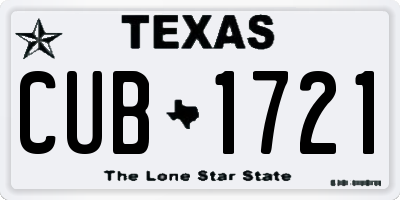 TX license plate CUB1721