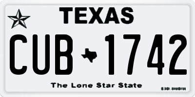 TX license plate CUB1742