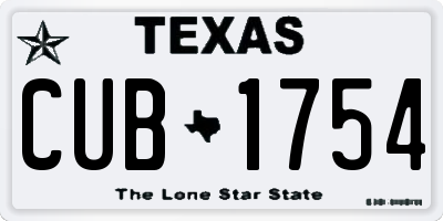 TX license plate CUB1754
