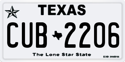 TX license plate CUB2206