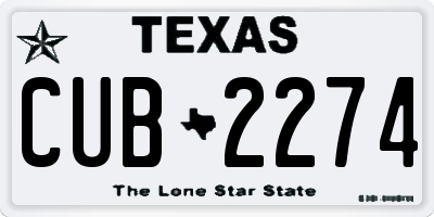 TX license plate CUB2274