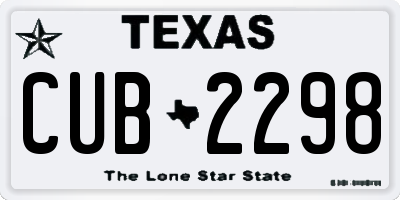 TX license plate CUB2298