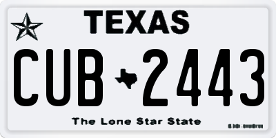 TX license plate CUB2443
