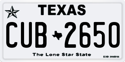 TX license plate CUB2650