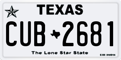 TX license plate CUB2681