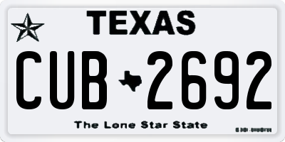 TX license plate CUB2692