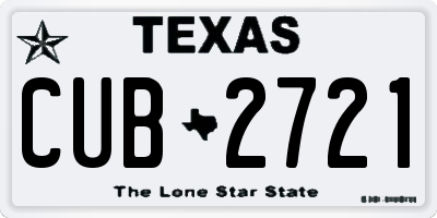 TX license plate CUB2721
