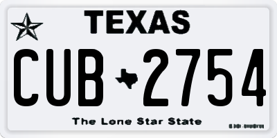TX license plate CUB2754
