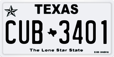 TX license plate CUB3401
