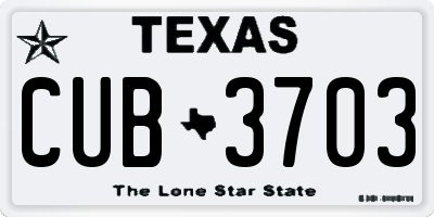 TX license plate CUB3703