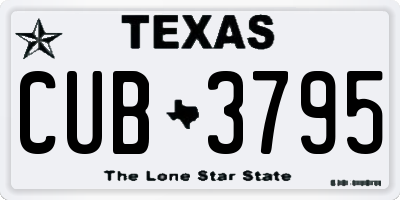 TX license plate CUB3795