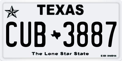 TX license plate CUB3887