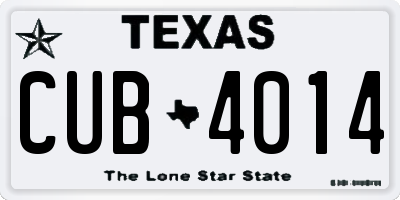 TX license plate CUB4014