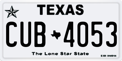 TX license plate CUB4053