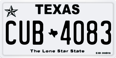 TX license plate CUB4083