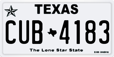 TX license plate CUB4183