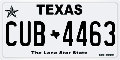 TX license plate CUB4463