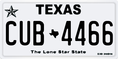 TX license plate CUB4466
