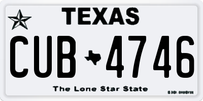 TX license plate CUB4746