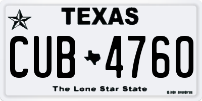 TX license plate CUB4760